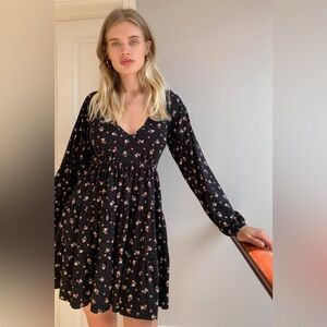 uo isla long sleeve off-the-shoulder mini dress Urban Outfitters In Purple